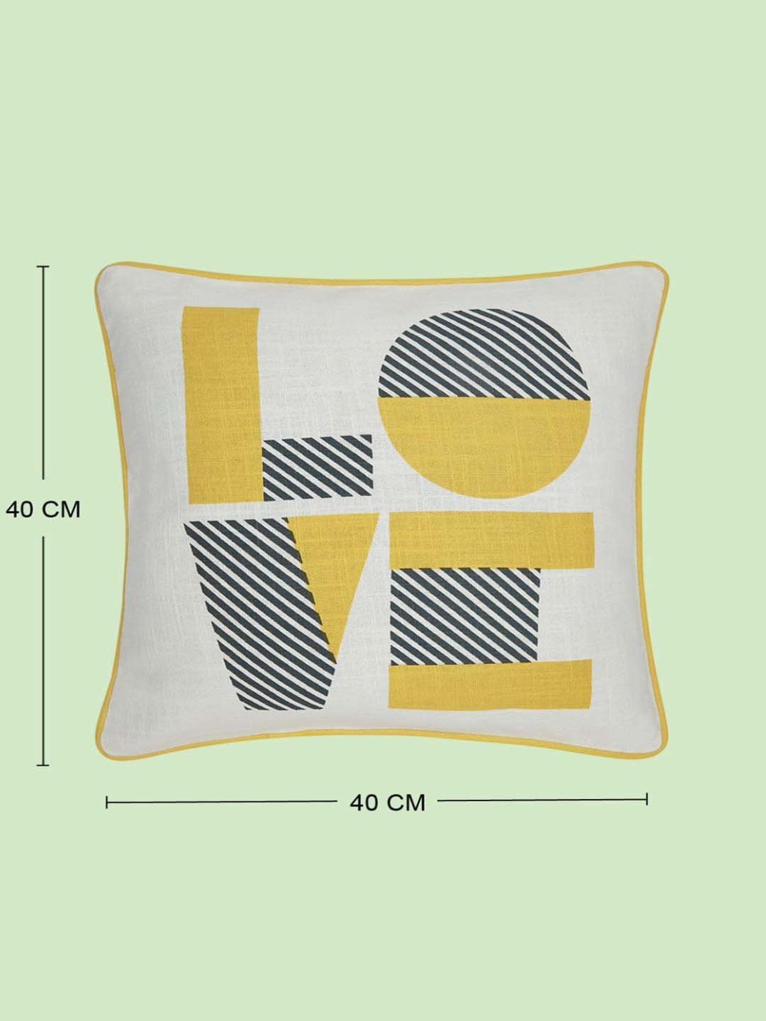 Living Scapes by Pantaloons Yellow & Grey Cotton Cushion Cover