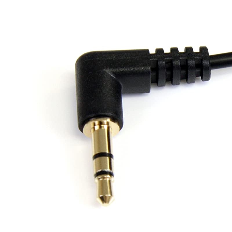 com 1 ft 03 m Right Angle 35 mm Audio Cable 35mm Slim Audio Cable Right Angle MaleMale Aux Cable MU1MMS2RA Black