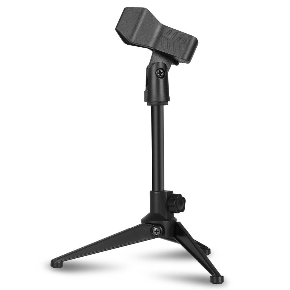 Depusheng Foldable Desktop Mic Stand Adjustable Angle Foldable Table Tops Microphone Mount Holder Stand Bracket Plastic Black
