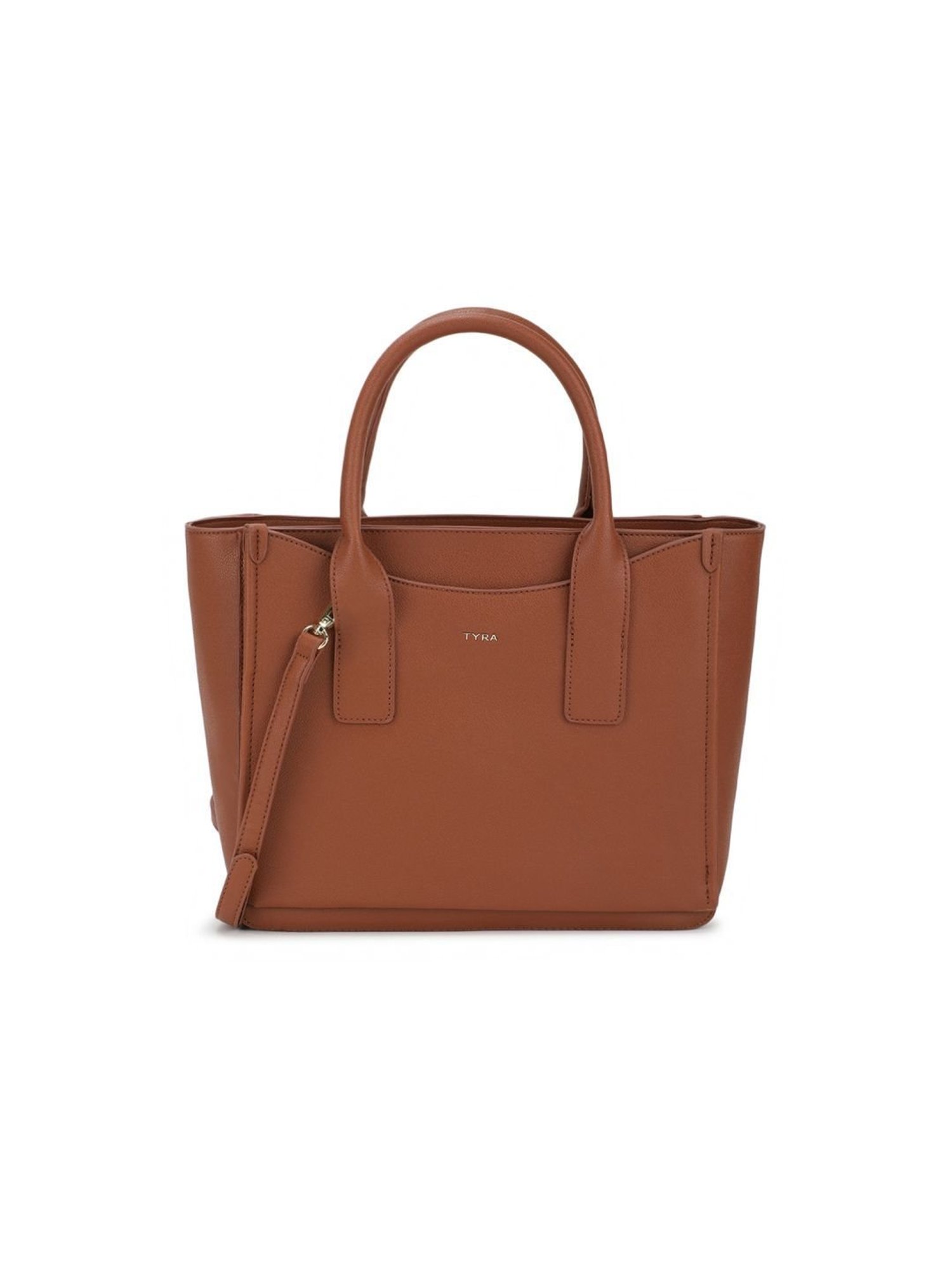 Tyra Eslia Tan Solid Faux Leather Tote Handbag