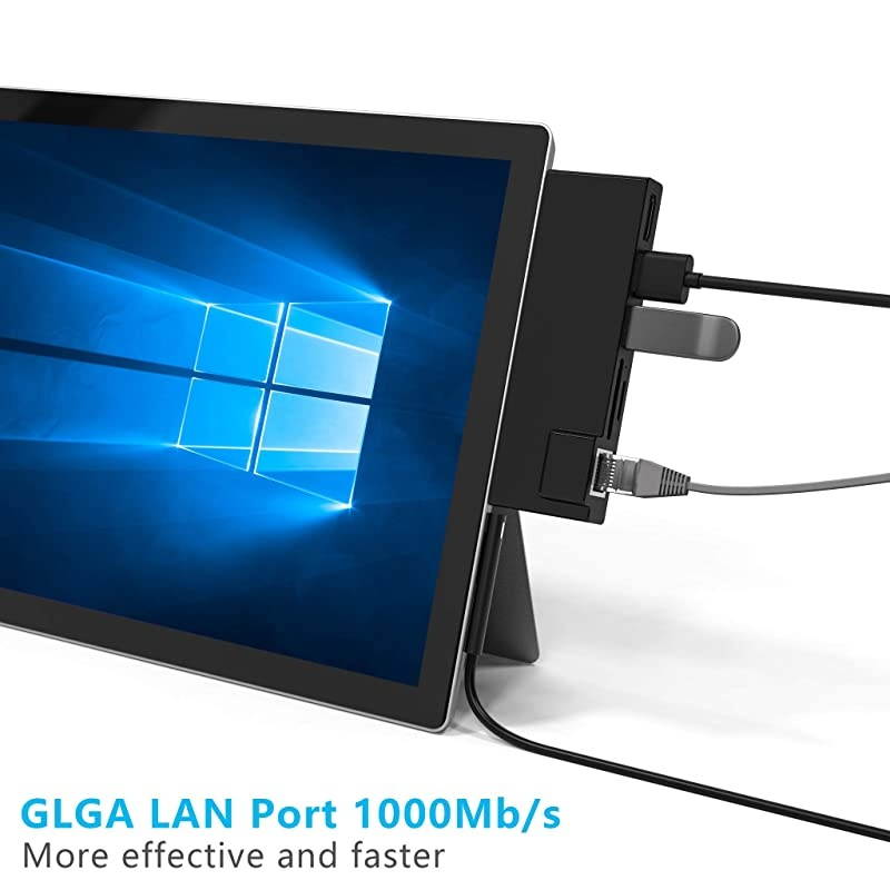 Dock for Surface Pro 456 USB Hub Docking Station with 1000M Ethernet Port 4K HDMI 2 x USB 30 Ports SDMicro SD Card ReaderLAN Adapter for The 4th5th6thgen Surface Pro 201620172018