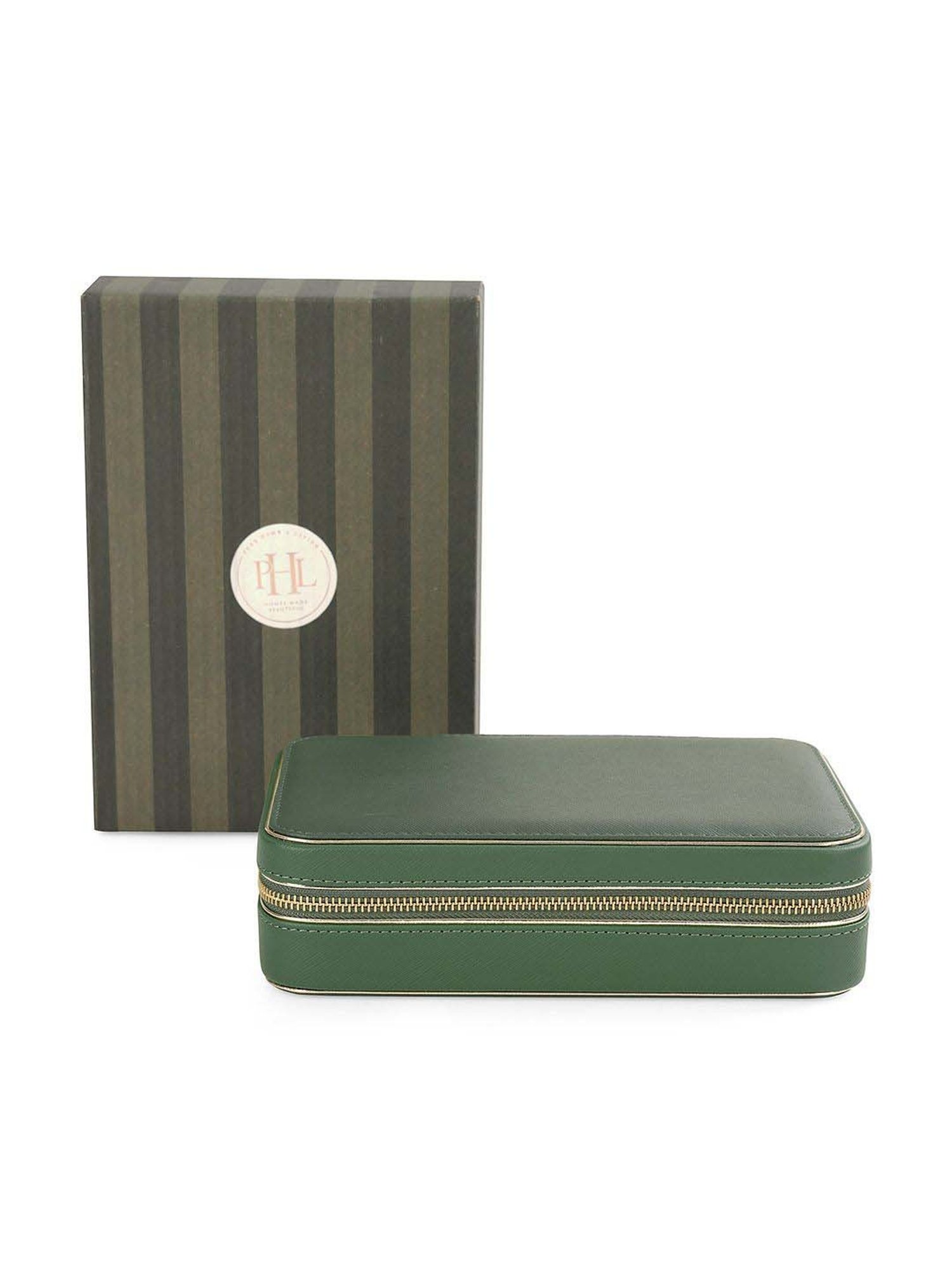 Pure Home and Living Green Mdf Travel Rectangular Jewellery Box