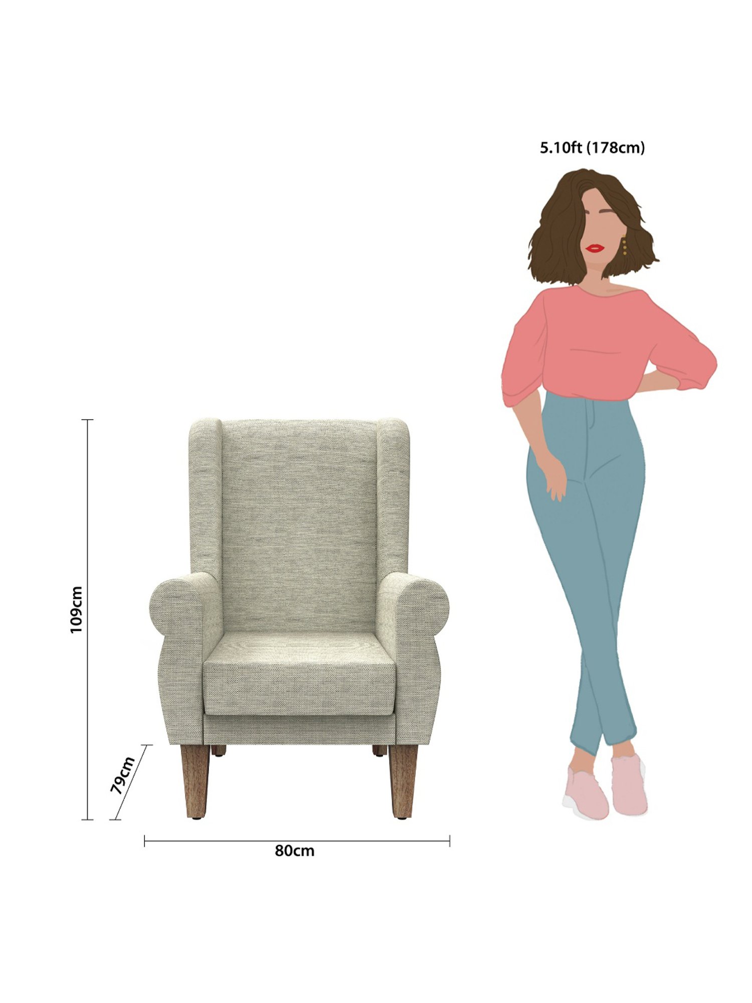 Chumbak Srilanka Solid Ivory Sheesham Wood Begum Wing Chair