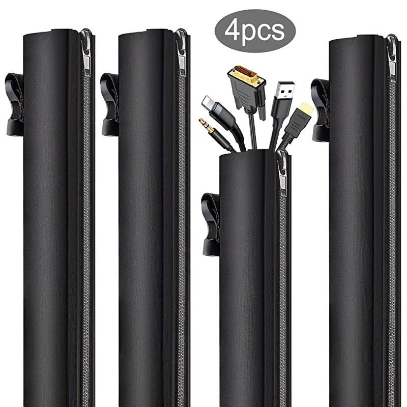 Cable Management Sleeve Cable Organizer with Connecting Buckle Cord OrganizerPC Cable Management for TVComputerHome Entertainment Black 197 x 43 inch