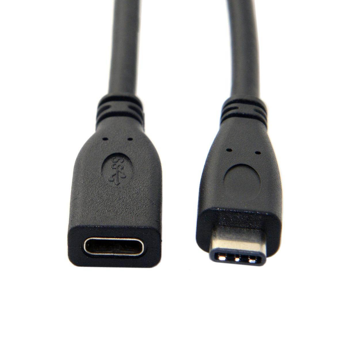 USB 3.1 Type-C USB-C Male to Female Extension Cable for Data and Power Charge Black 2m