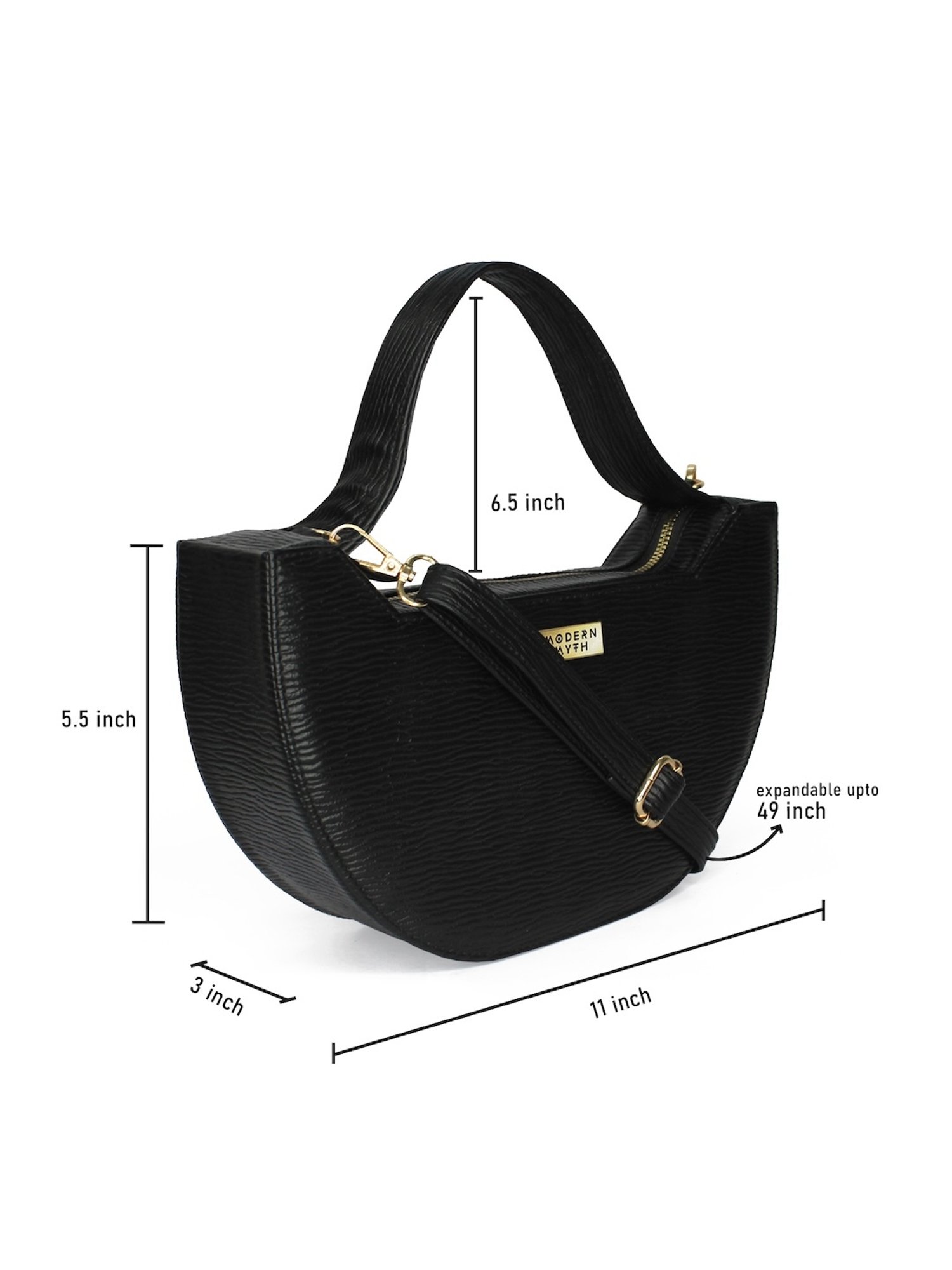 Modern Myth Black Textured Medium Handbag