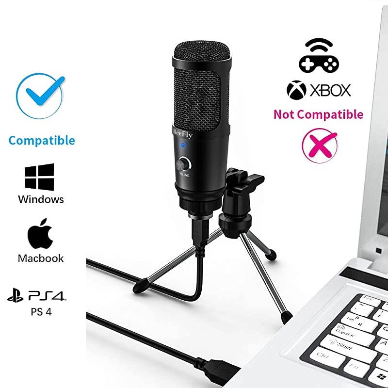 USB Microphone for Computer Metal Condenser Recording PC Microphone for Laptop PS4 Mac Windows Computer Microphone for Gaming Podcast Streaming