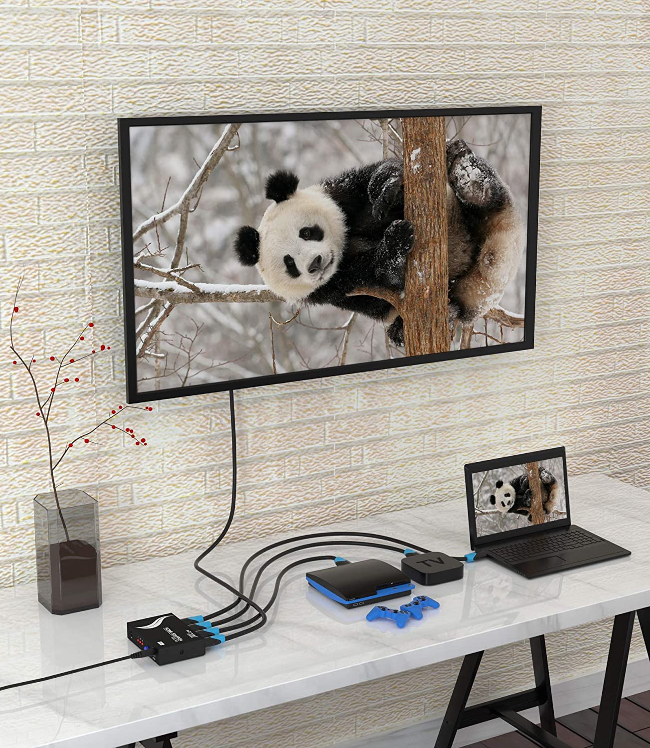 4K HDMI Switch 5 in 1 Out w/IR Remote Control, 5 Port Switcher Selector Box for Xbox Nintendo PS3 PS4 TV Fire Stick Roku