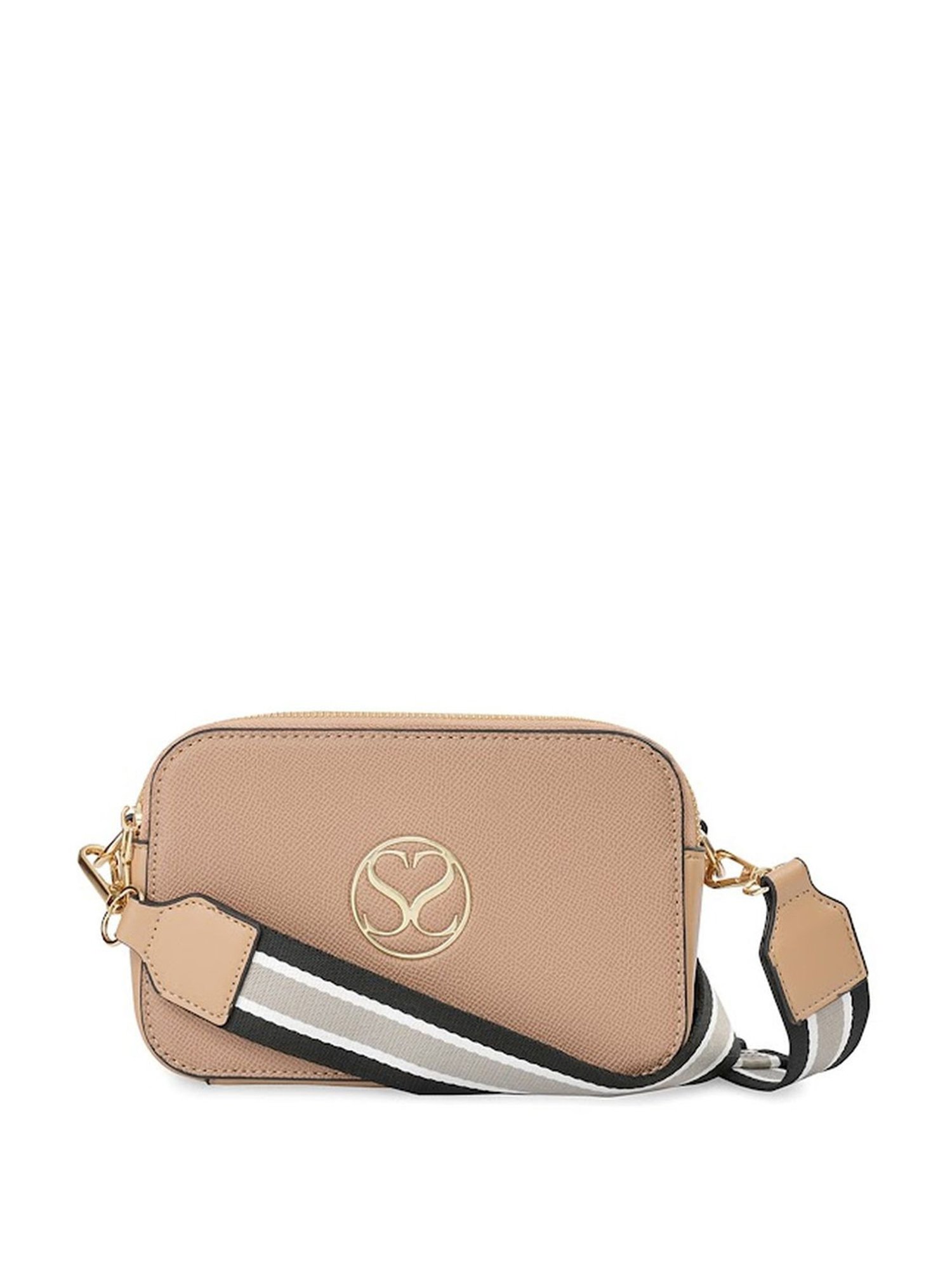 Sugarush Briana Camel PU Solid Sling Handbag