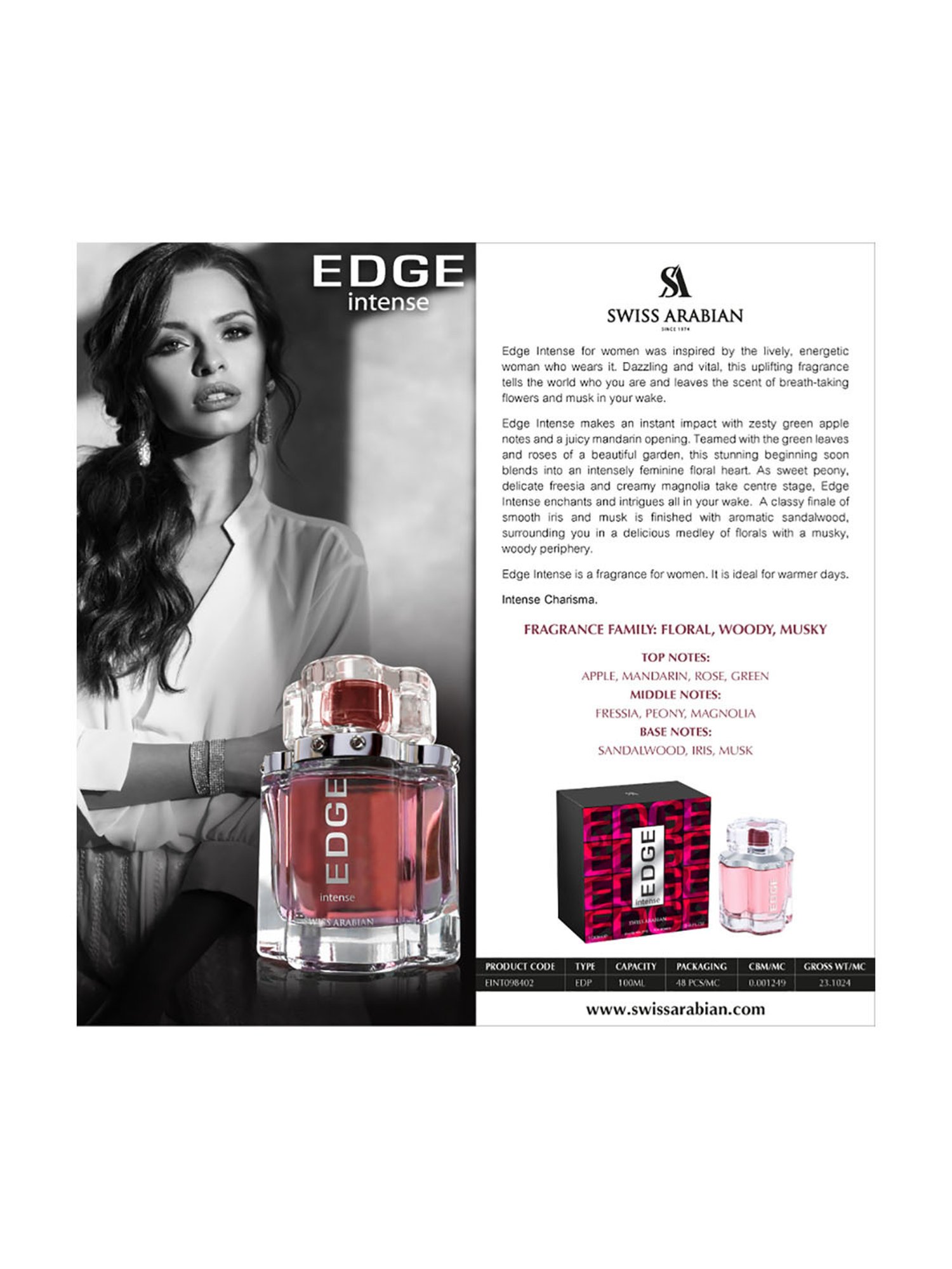 Swiss Arabian Edge Intense 984 for Women - 100 ml