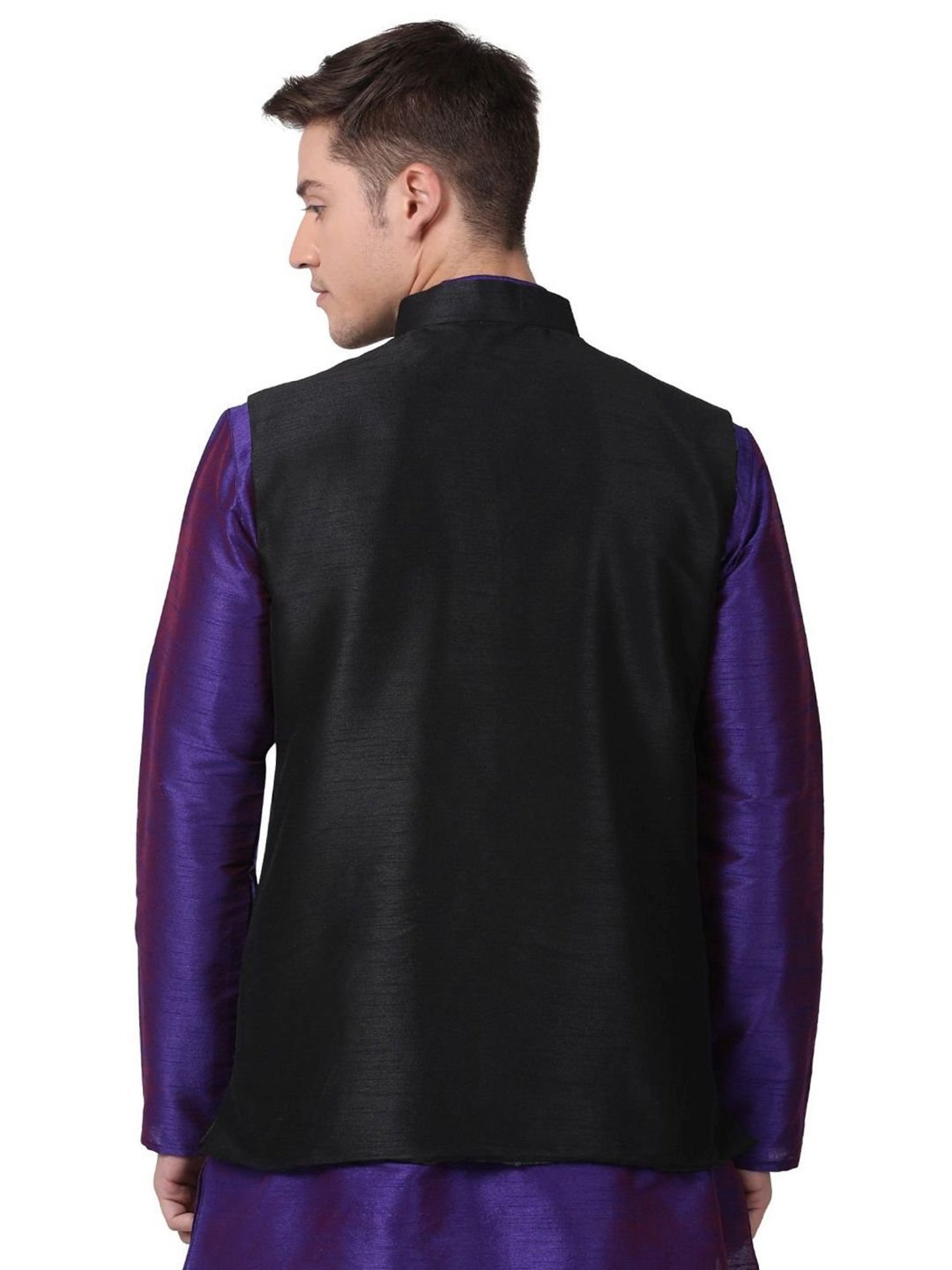 TABARD Black Regular Texture Nehru Jacket