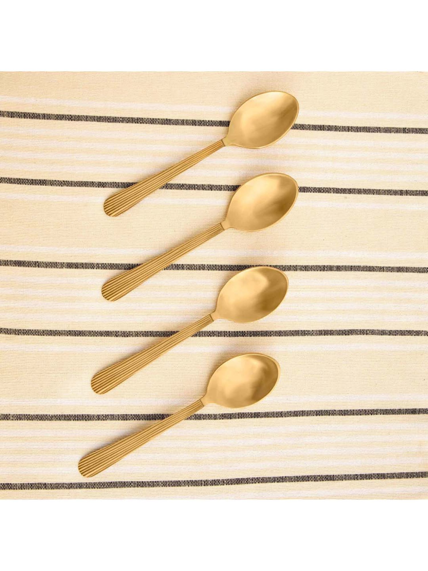 ellementry Celestial Golden Brass Tea Spoons - Set of 4