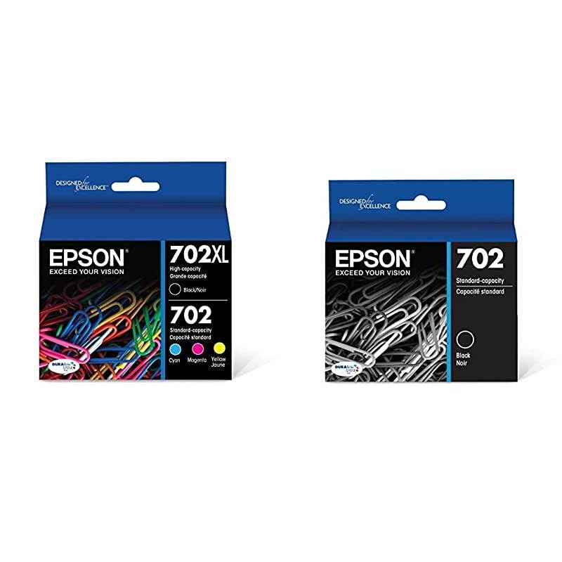 T702XL-BCS DURABrite Ultra Black High Capacity and Color Combo Pack Standard Capacity Cartridge Ink,Black and Color Combo Pack & T702120 DURABrite Ultra Black Standard Capacity Cartridge Ink