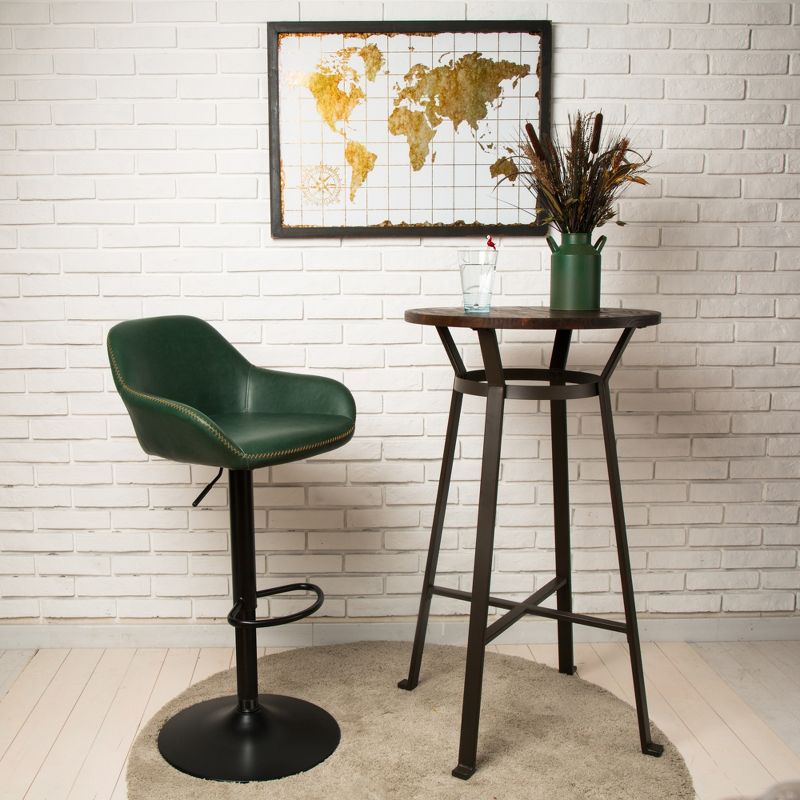 Set of 2 Mid-Century Leatherette Swivel Barstool Hunter Green - Glitzhome