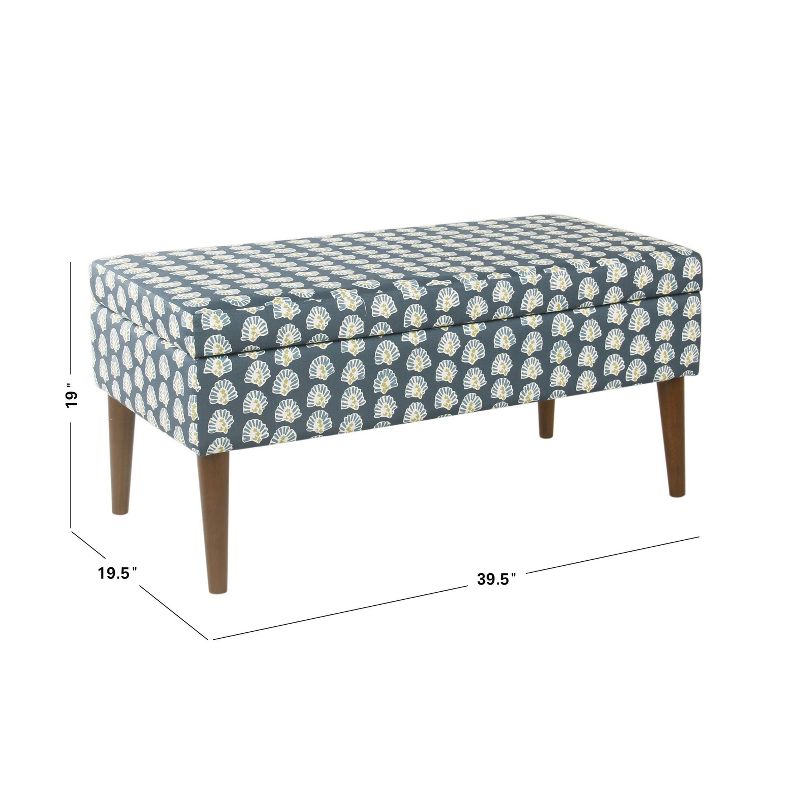 Mid-Century Storage Bench Teal Floral - HomePop