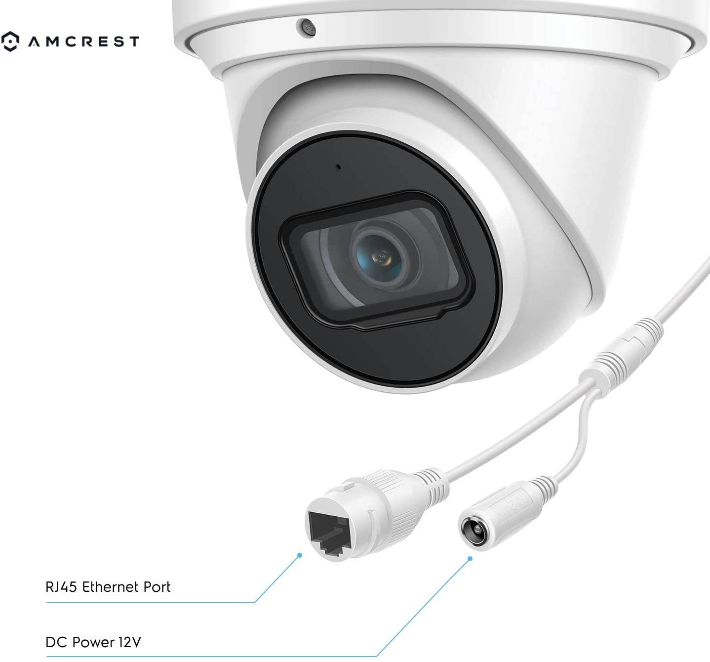 Amcrest 4K Security Camera System w/ 4K 8CH PoE NVR, (4) x 4K (8-Megapixel) IP67 Weatherproof Metal Turret Dome POE IP Cameras (3840x2160), Pre-Installed 2TB HDD, NV4108E-IP8M-T2599EW4-2TB (White)