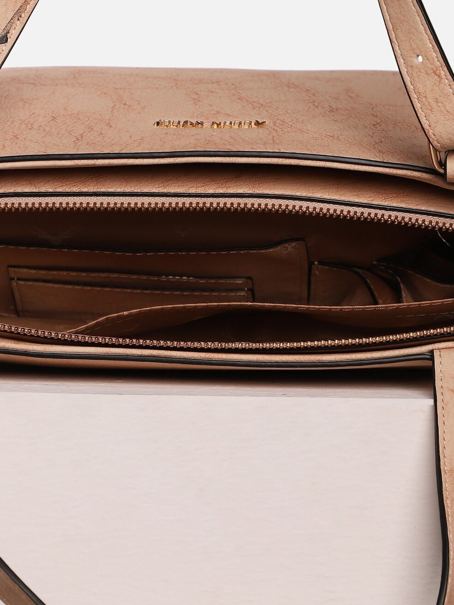 Allen Solly Peach Textured Medium Handbag