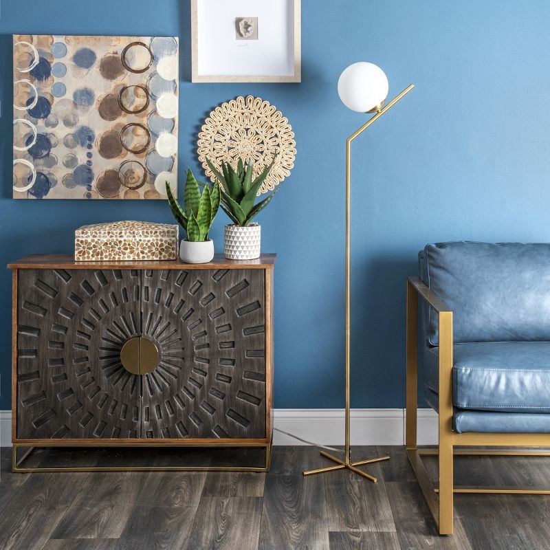 nuLOOM Crete 56" Iron Floor Lamp Lighting - Gold 56" H x 10.25" W x 16.38" D