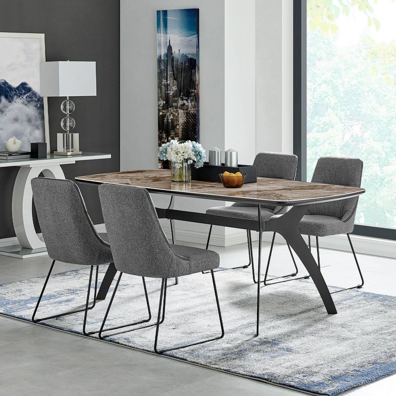5pc Andes and Quartz Rectangular Dining Set Gray - Armen Living