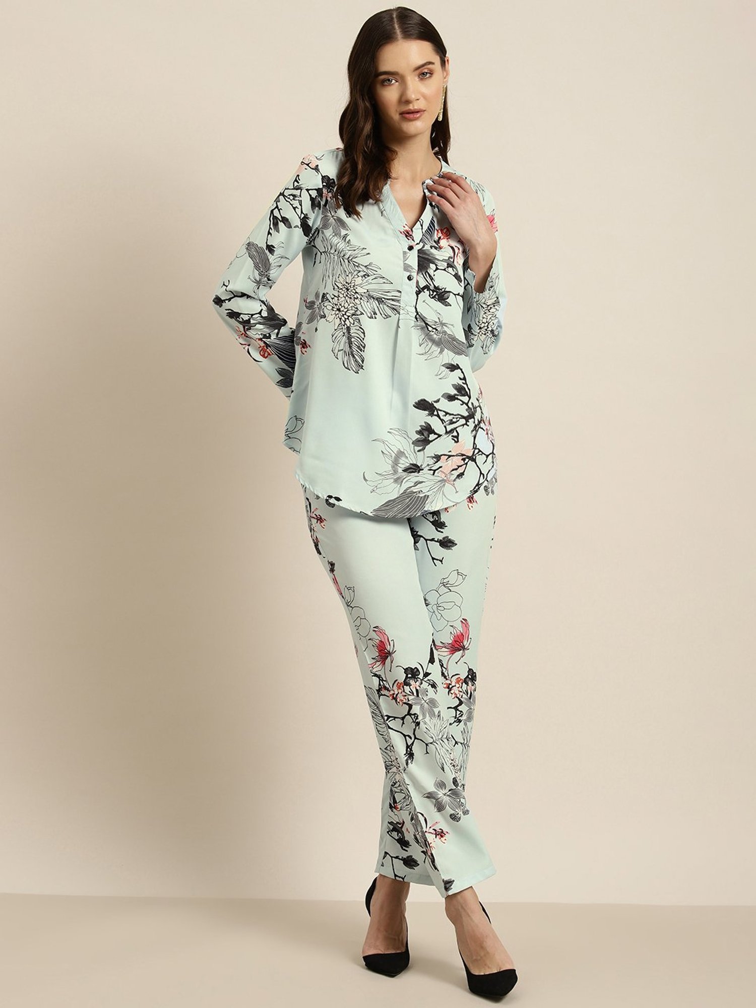 Belle Fille Blue Floral Print Playsuit