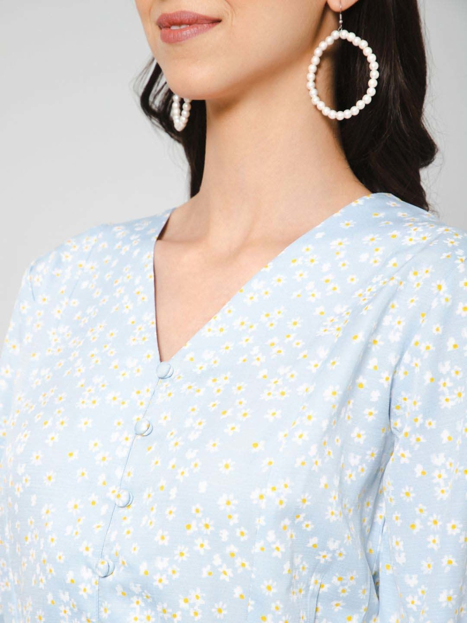 PURYS Blue Printed Top