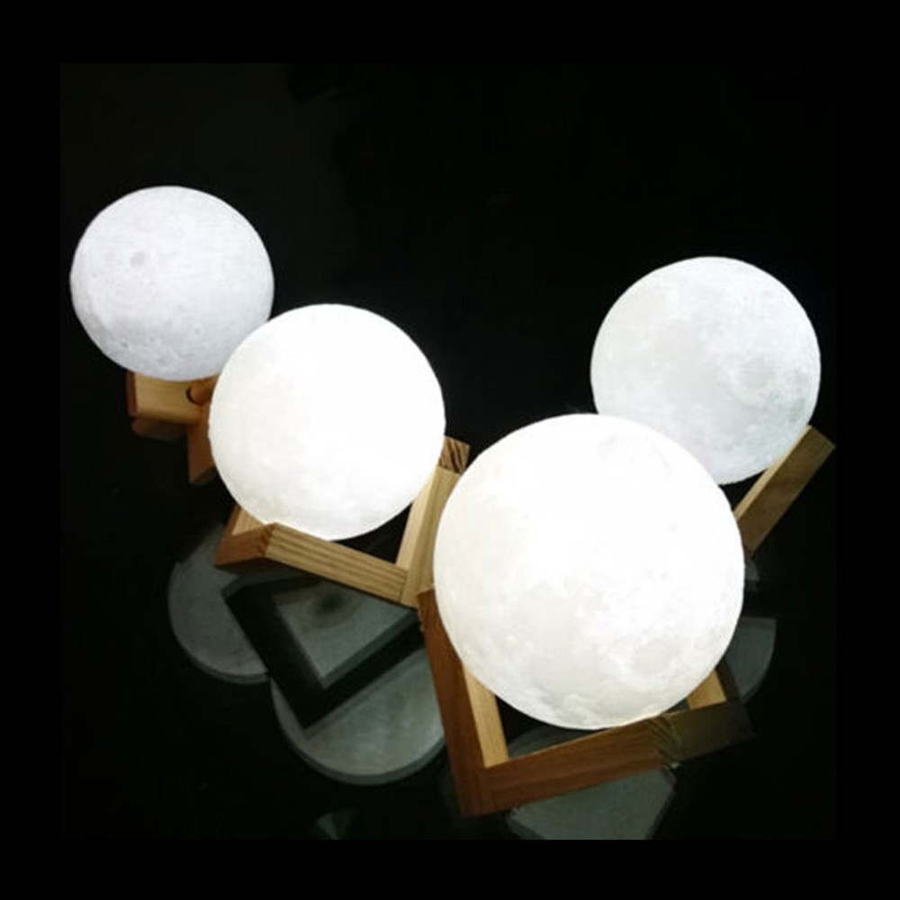 Aibecy 8cm/ 3.15 Inch Moon Lamp USB Rechargeable LED 3D Printed PLA Night Light Home Decorative Lights Touch Control Brightness Stepless Dimmable Warm Yellow & Cool White 3000K-6000K