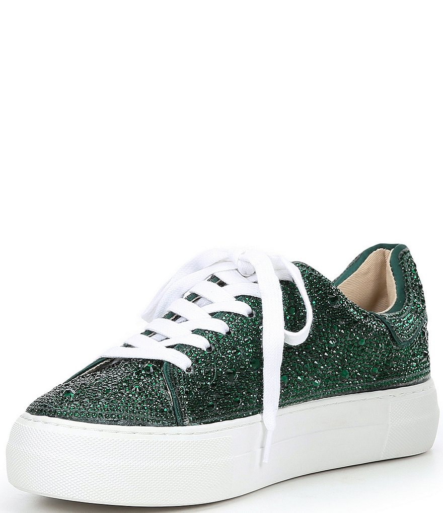 Blue by Betsey Johnson Sidny Rhinestone Embellished Platform Lace-Up Sneakers