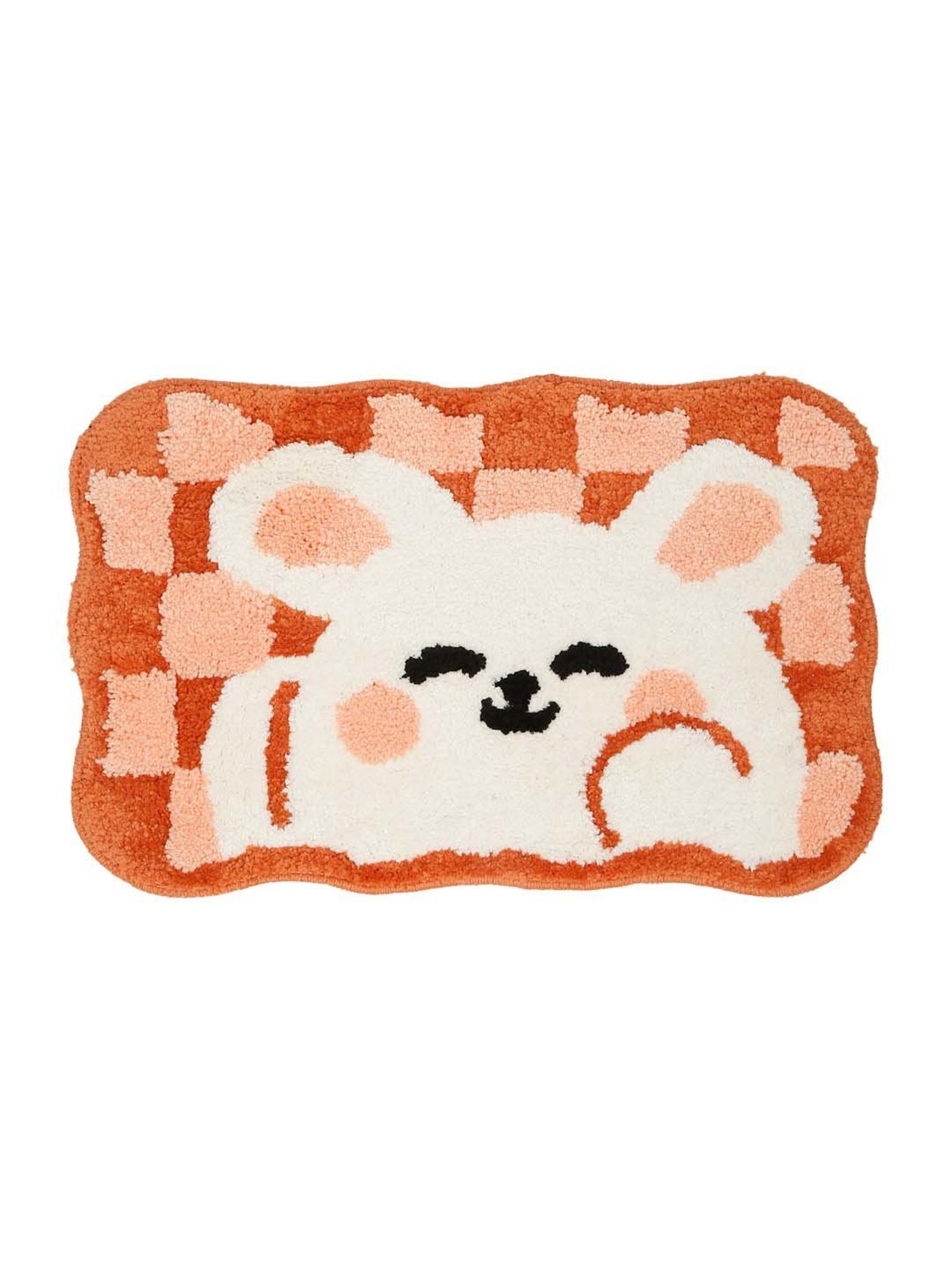 Hosta Homes Orange & White Cotton Water Absorbent Anti Skid Multipurpose Mat