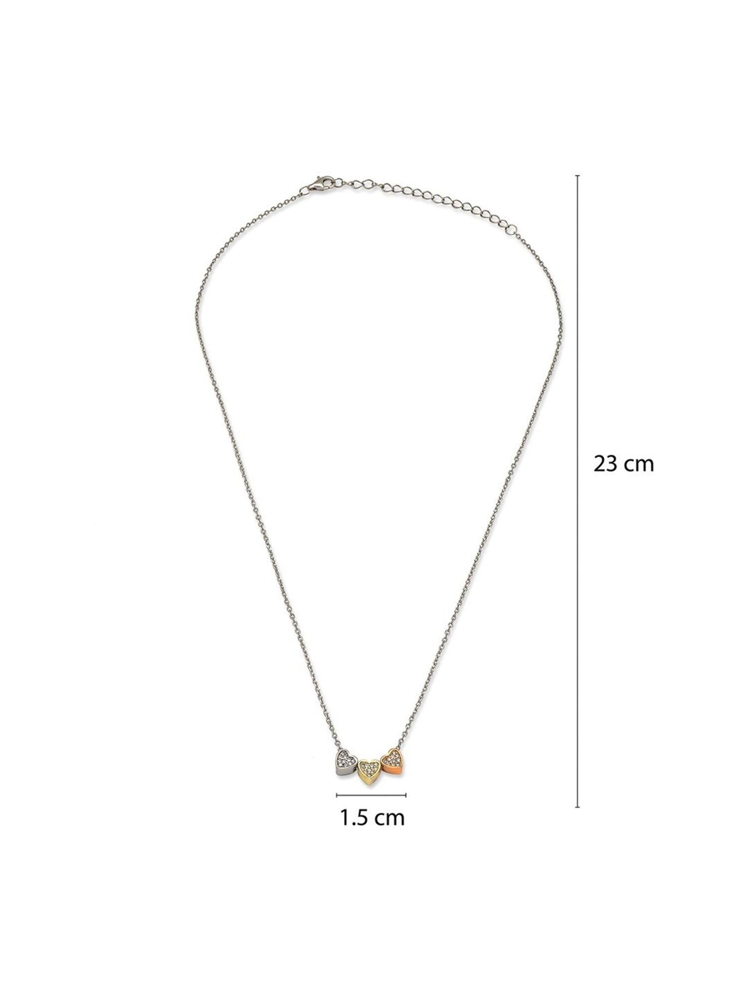 Silberry 92.5 Sterling Silver Triple Heart Necklace