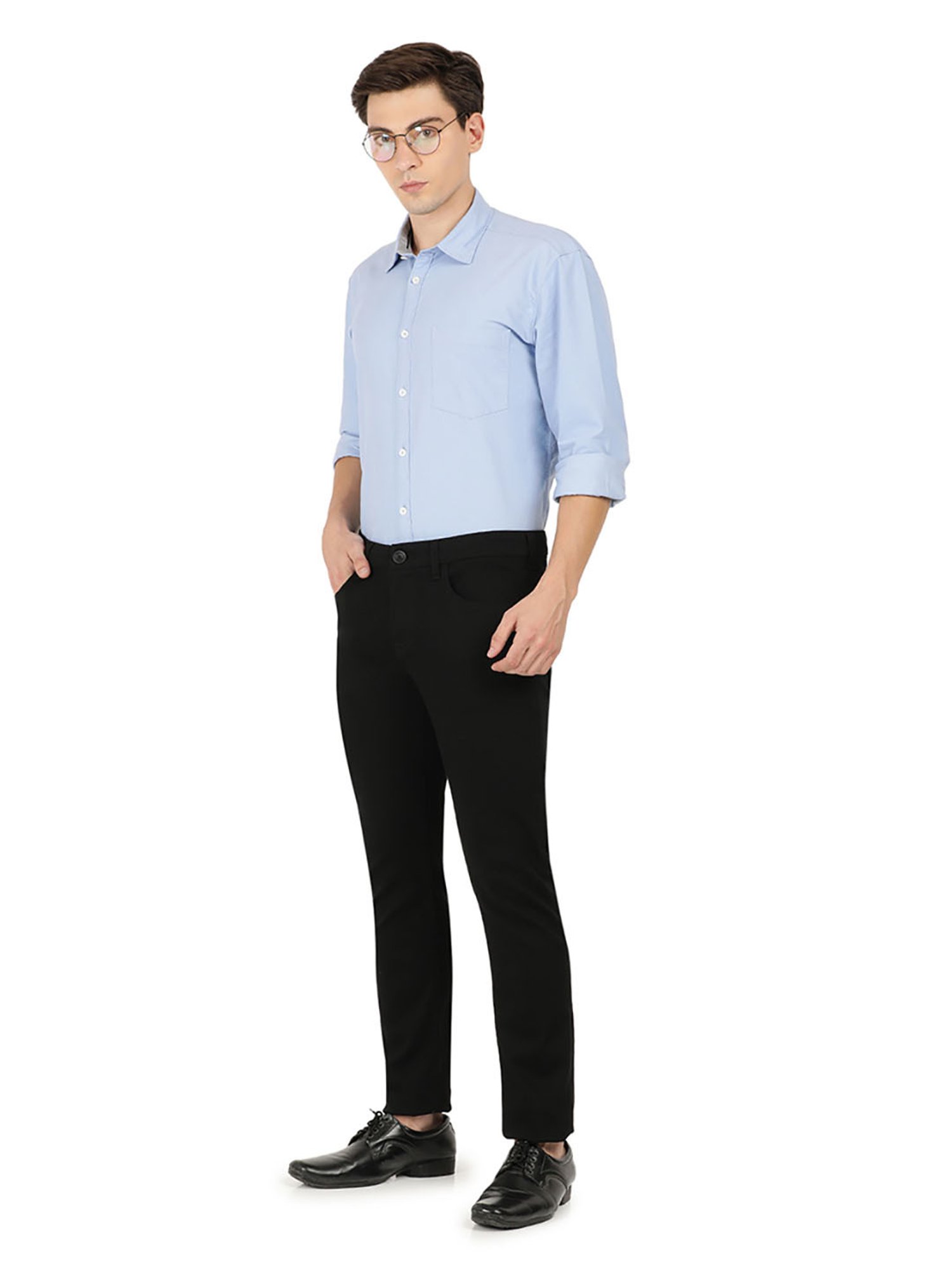 EVERBLUE Black Midrise Five Pocket Trousers