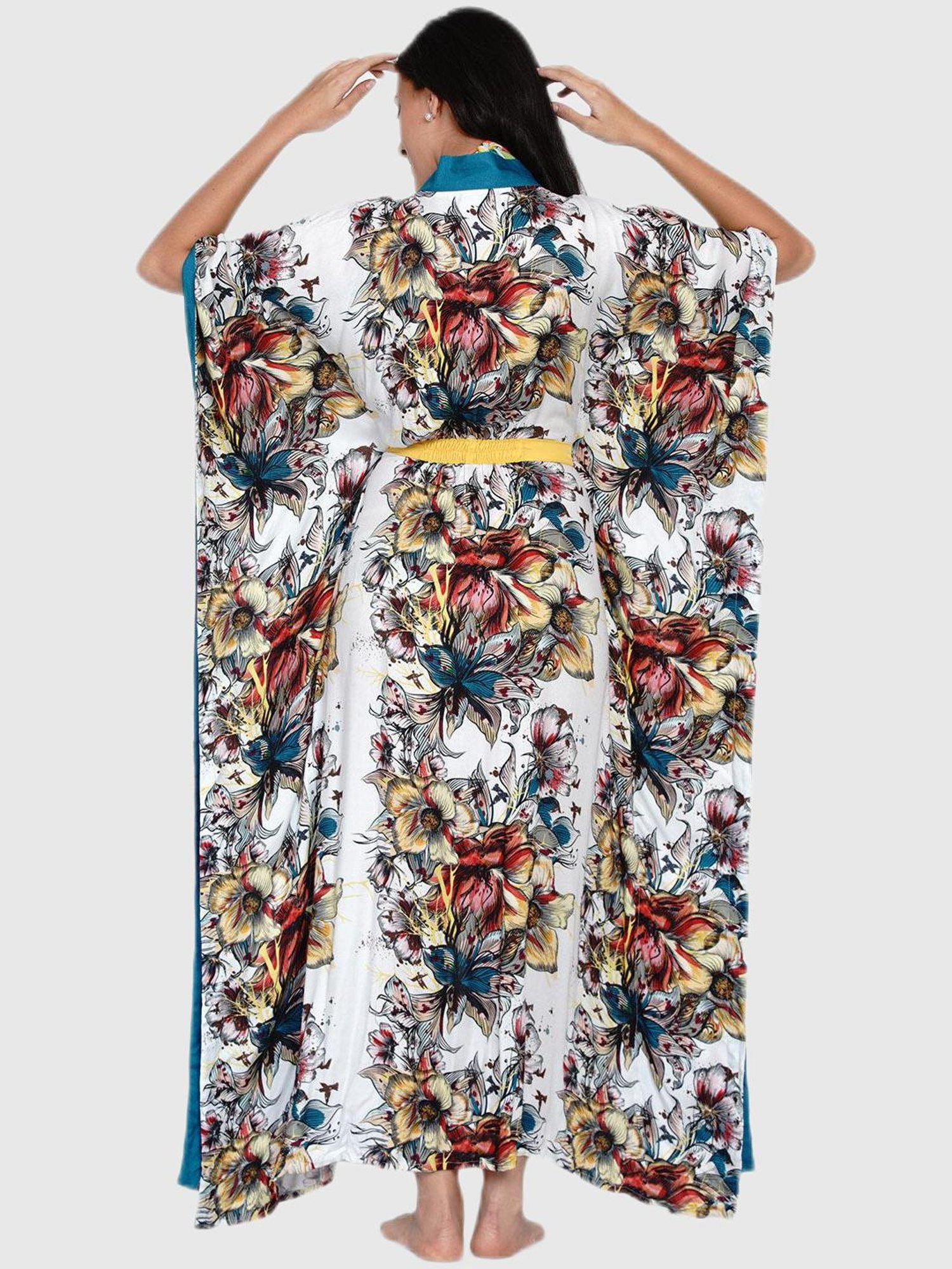 The Kaftan Company White Floral Print Dress
