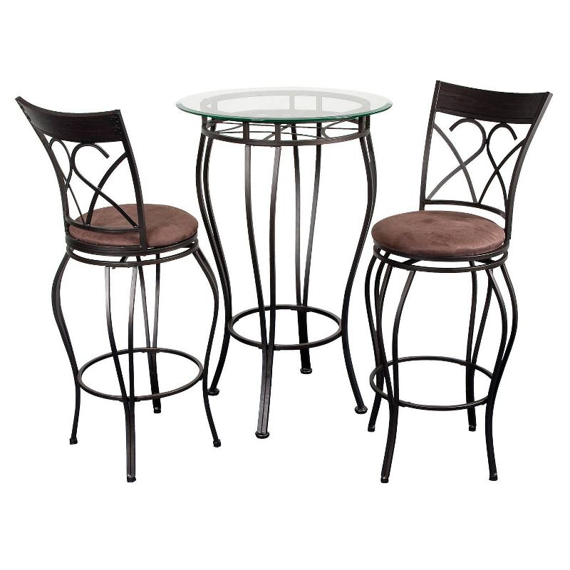 3pc Pub Bar Height Dining Set Brown - Home Source