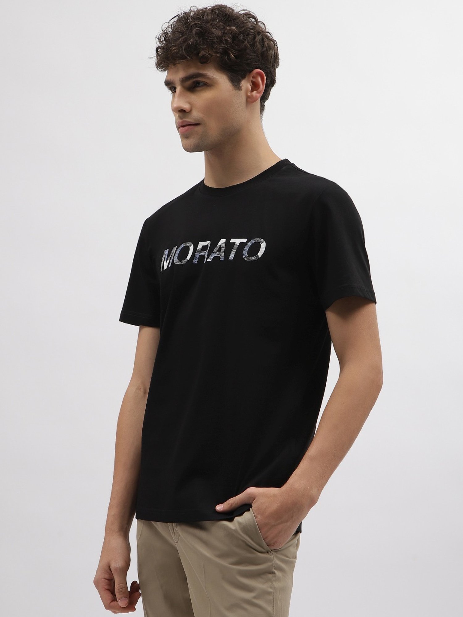 Antony Morato Black Cotton Slim Fit Printed T-Shirt