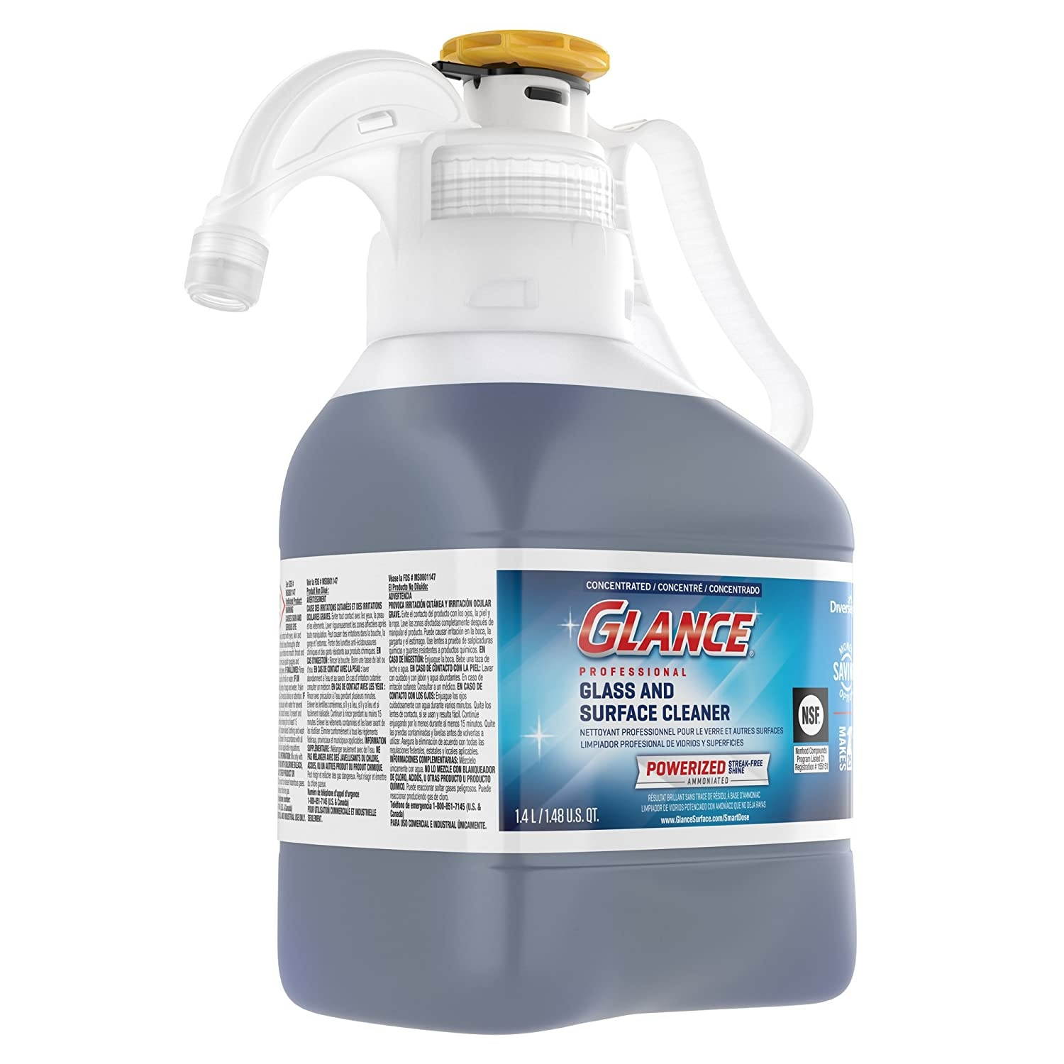 Diversey Glance Powerized Concentrated Glass and Surface Cleaner, 47.3 Ounce SmartDose Bottle (2 Pack)