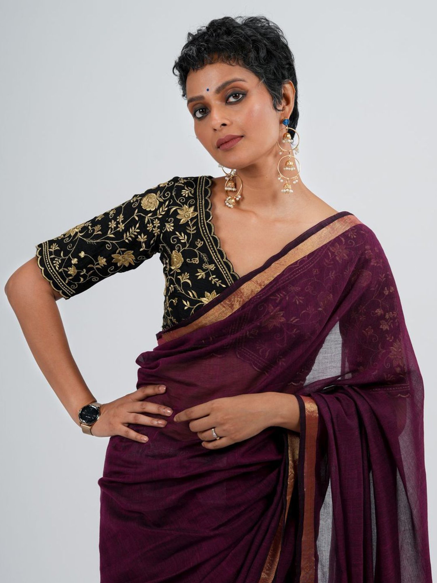 Suta Black Embroidered Blouse