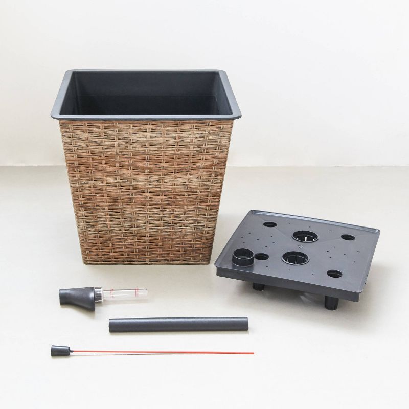 Hatteras Square Self-Watering Planter Light Brown - Vifah