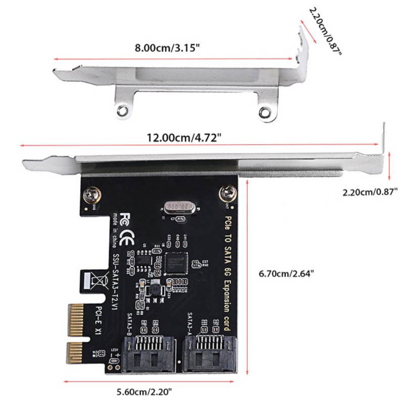 PCIe To SATA3.0 Expansion Card 2 Port SATA III PCI Express 6GB/s Computer Adapter