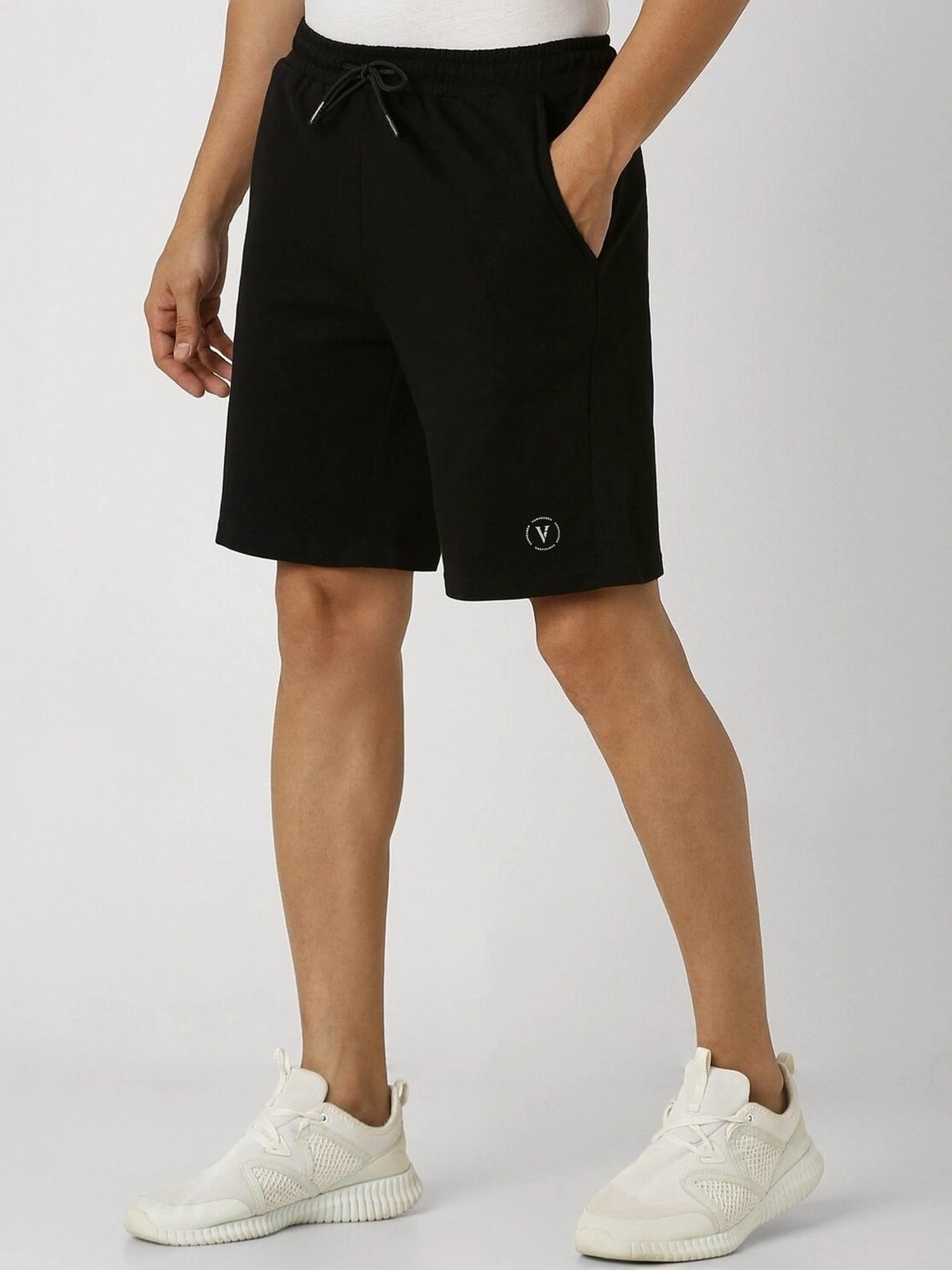 Adidas White Regular Fit Striped Sports Shorts