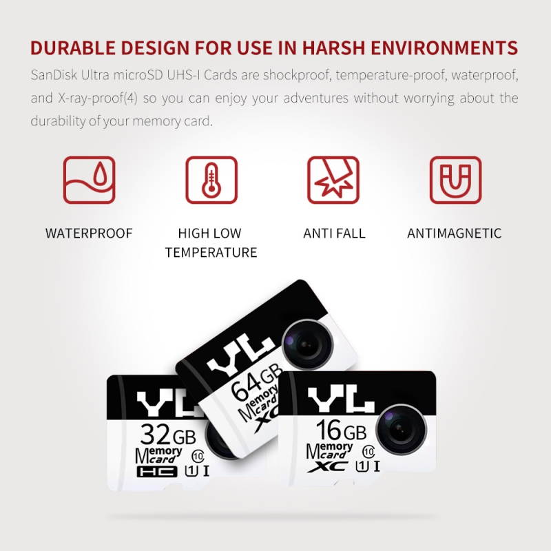 YL 128GB Ultra microSDXC UHS-I Memory Card with Adapter - 100MB/s, C10, U1, Full HD, Micro SD TF Card Class 10