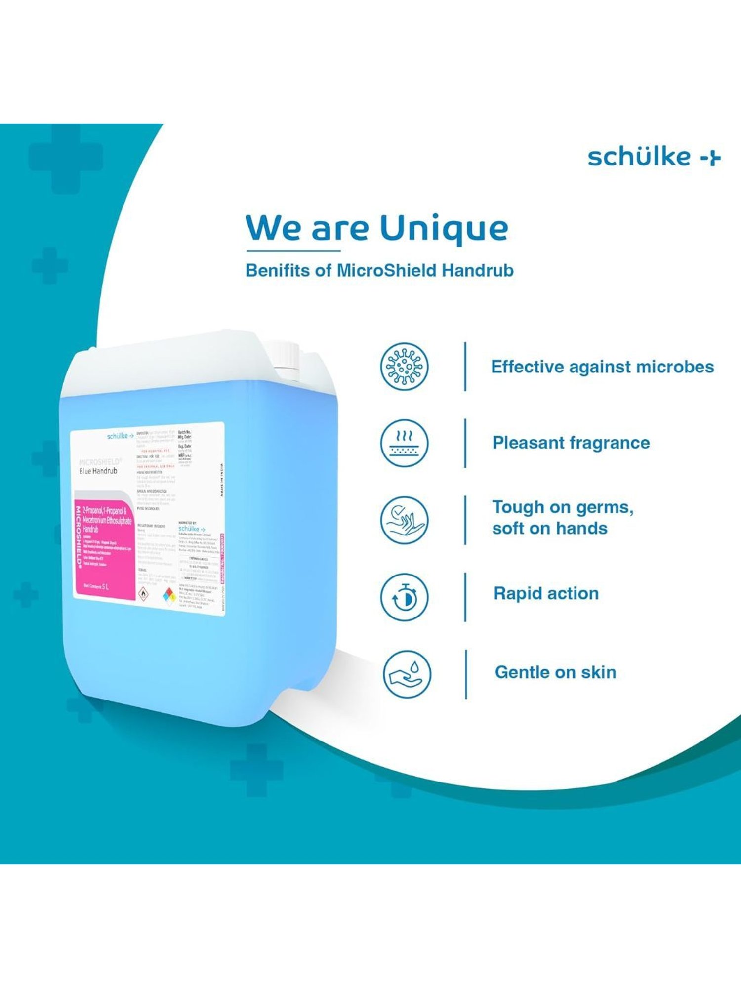 Microshield Handrub with 99.99 Percent Effective Against Germs, Skin Friendly 5 Ltr (Blue)