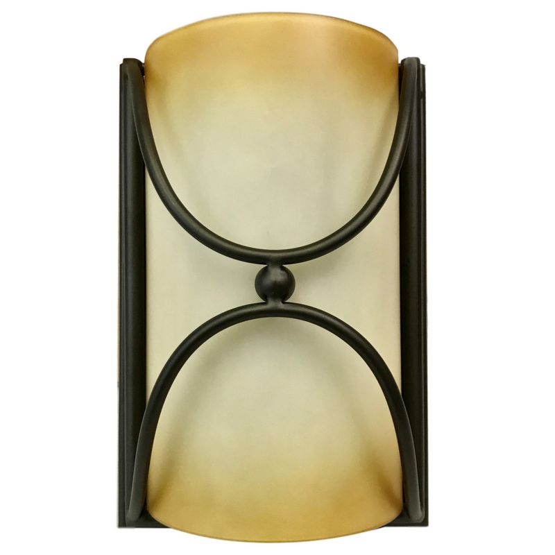 Rustic Wall Sconce with Amber Ombre Glass Shade Bronze 9" - Thr3e Lighting