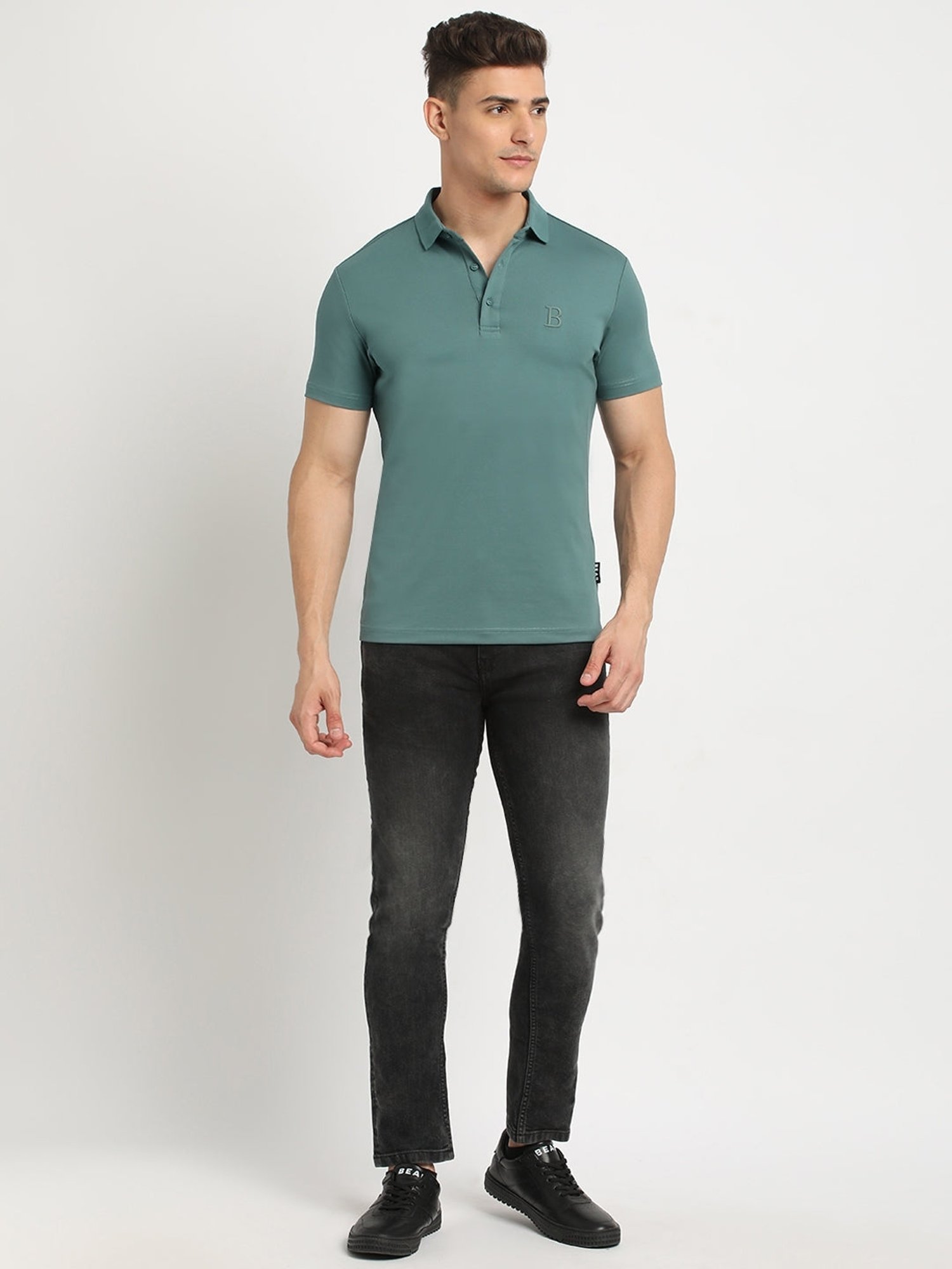 The Bear House Green Slim Fit Polo T-Shirt