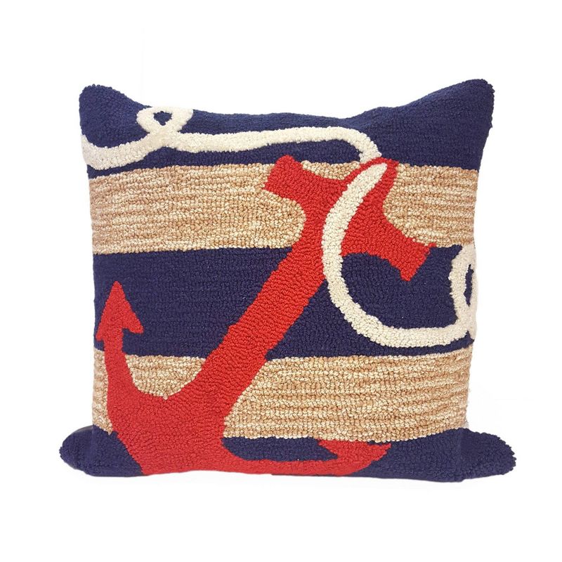 18"x18" Anchor Indoor/Outdoor Square Throw Pillow Navy - Liora Manne