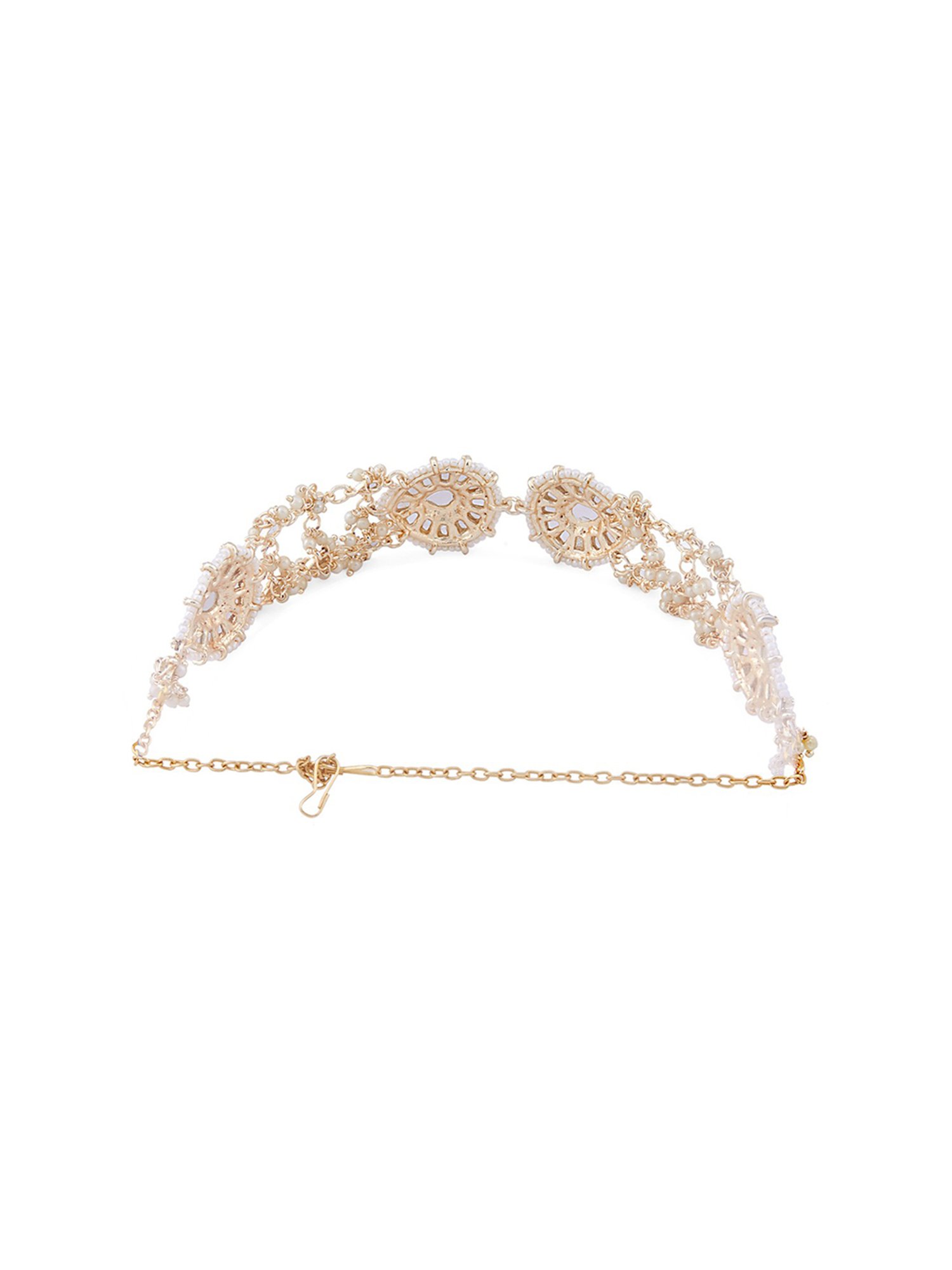 Zaveri Pearls Gold Tone Tilak Shape Kundan & Pearls Bridal Head Chain-ZPFK13068