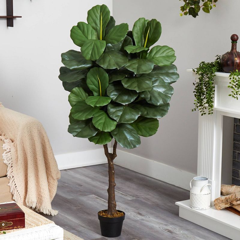 4.5' Indoor/Outdoor Fiddle Leaf Fig Artificial Tree - Nearly Natural