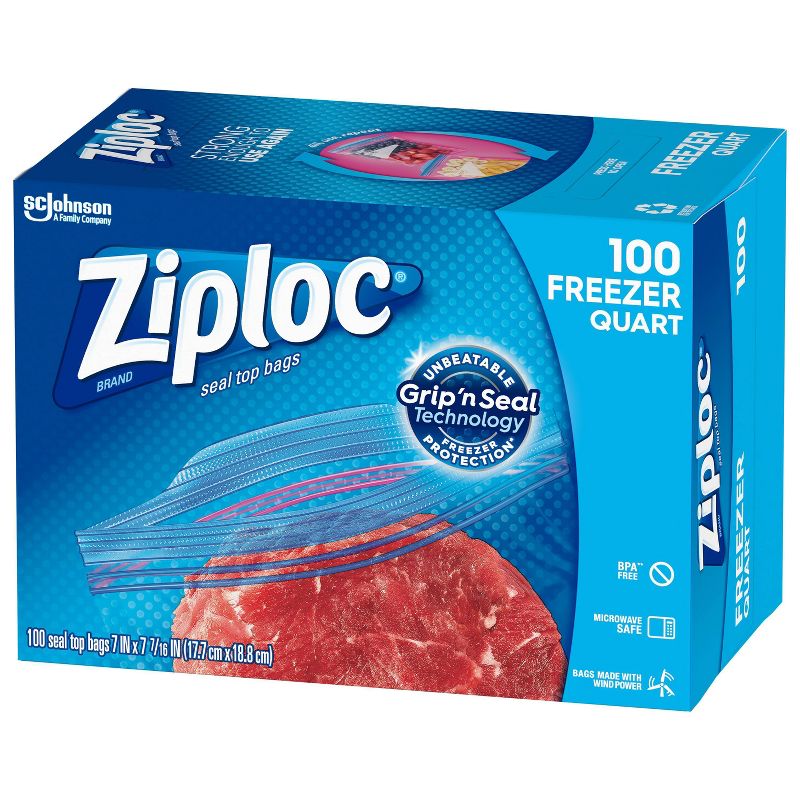 Ziploc Grip N Seal Super Mega Pack Freezer Quart - 100ct