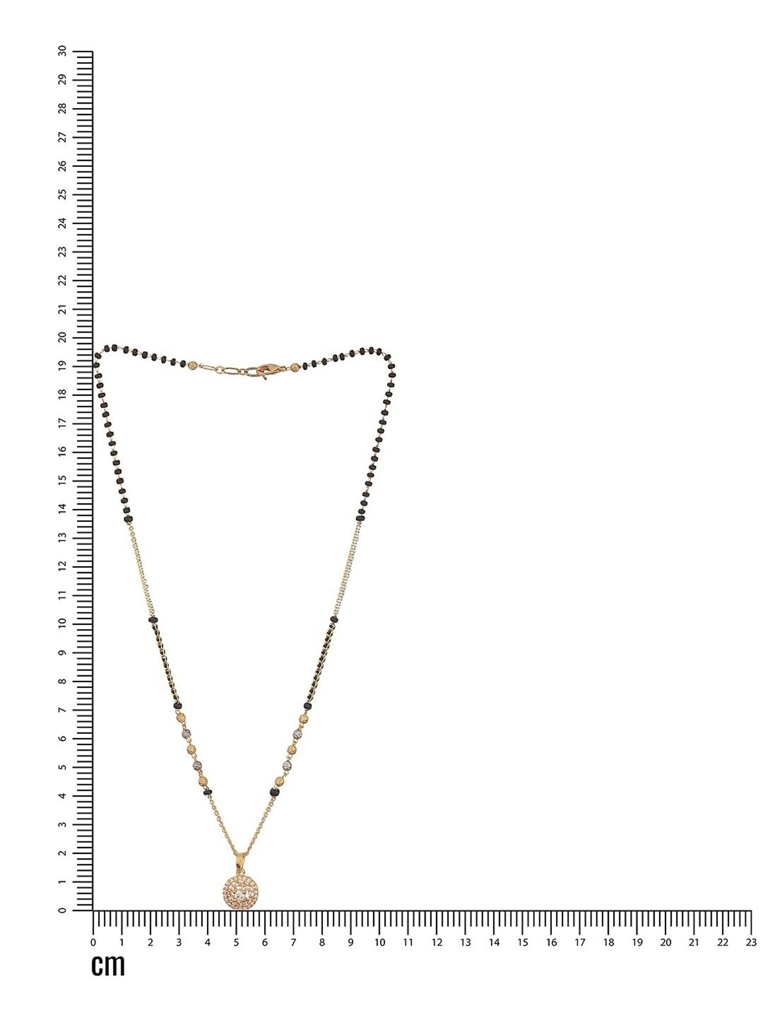 Abdesigns Gold-Plated American Diamond & Black Beaded Mangalsutra