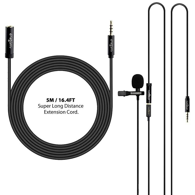 Mini Lavalier Lapel Omnidirectional Condenser Microphone Compatible with iPhone Android Windows Cellphones Clip On Interview Video Voice Podcast Noise Cancelling Mic Blogger Vlogger