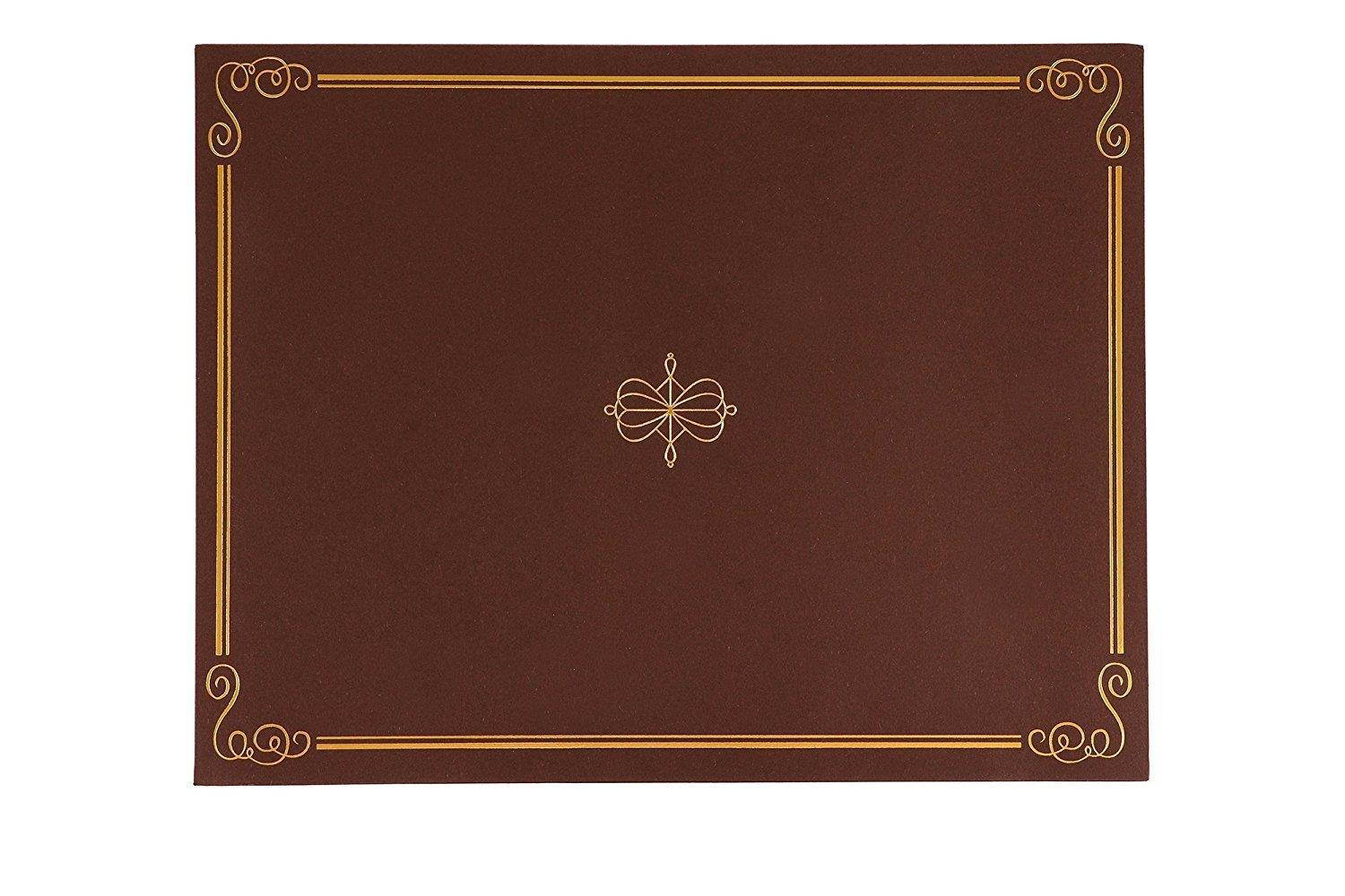 12-Pack Certificate Holder - Diploma Cover, Document Cover for Letter-Sized Award Certificates, Brown, Gold Foil, 11.2 x 8.8 Inches