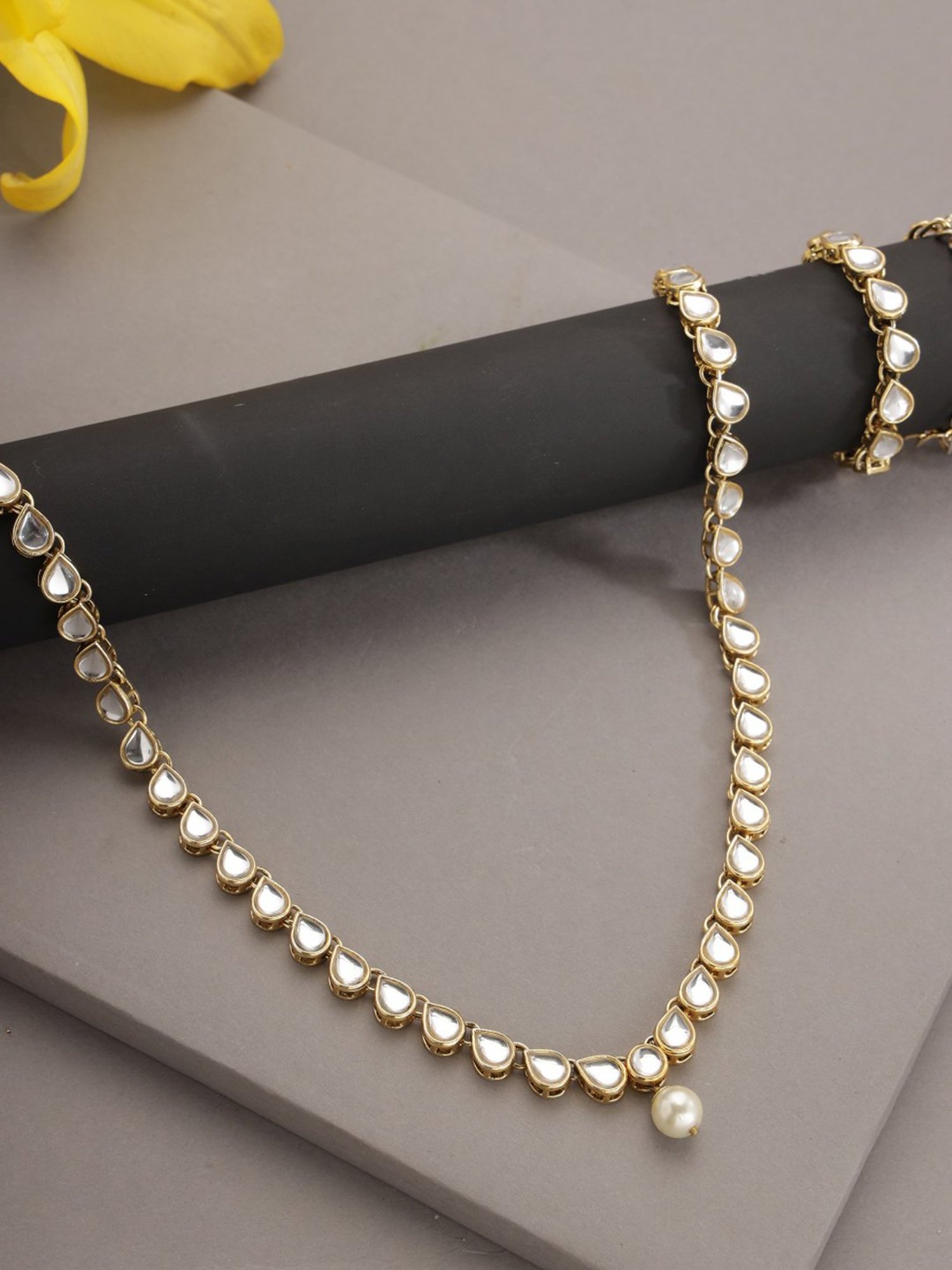 Aatmana Gold-Plated White Kundan-Studded Waistband for Girls & Women